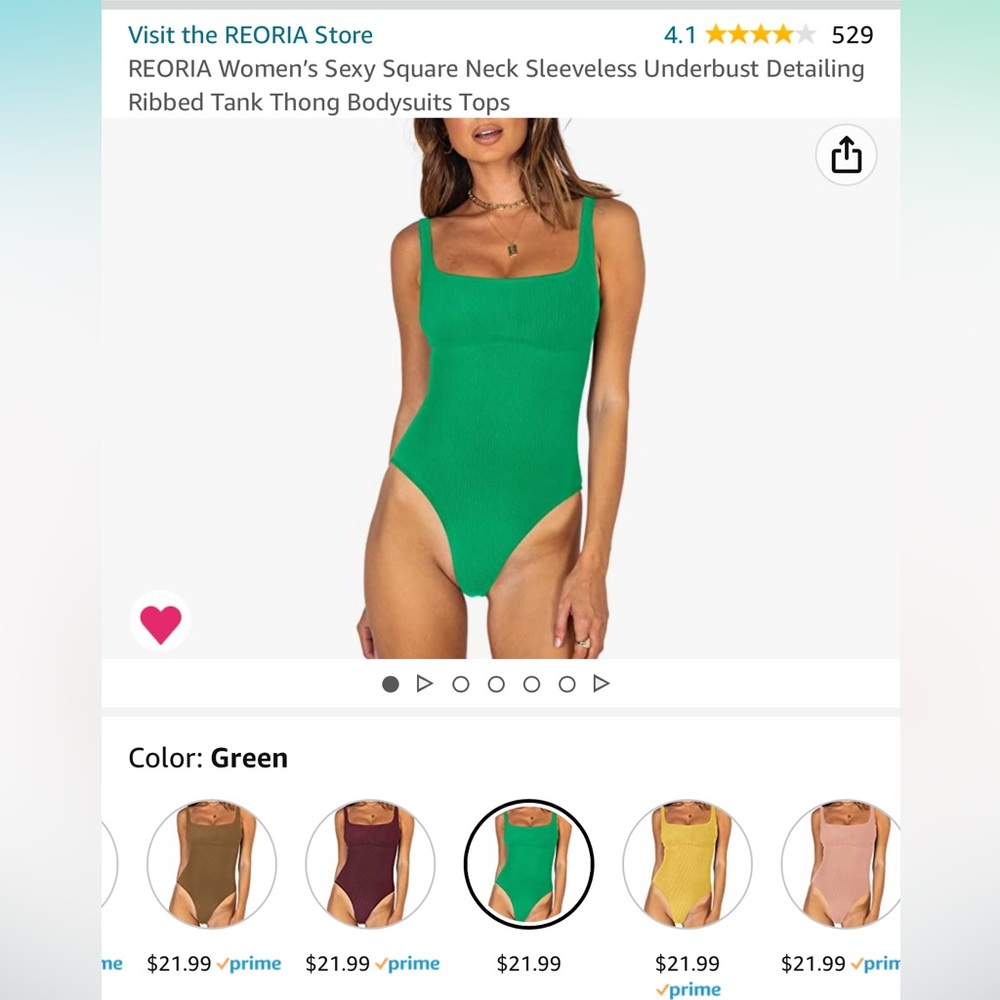 Amazon- green bodysuit- Size: M